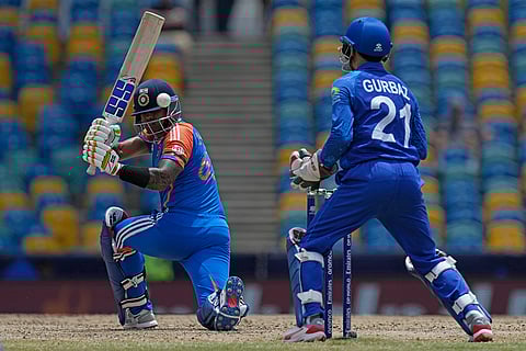 Suryakumar Yadav plays a shot against Afghanistan